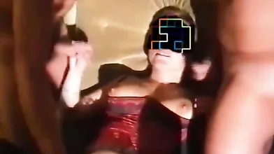 Gangbang in Adult Cinema: Big Tits Amateur Creampied by Many