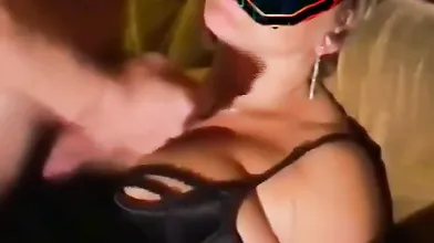 Gangbang in Adult Cinema: Big Tits Amateur Creampied by Many