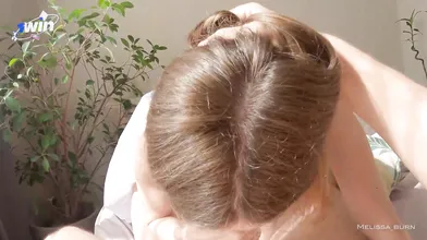 Horny fuckslut deep throats cock, gets jizz in mouth and on her naked body. Firs