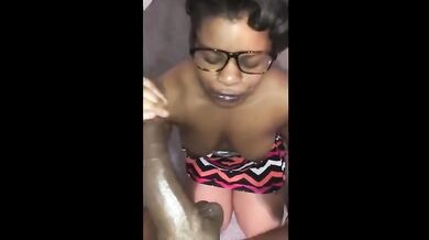 Sloppy Amateur Deepthroats a Big Black Cock