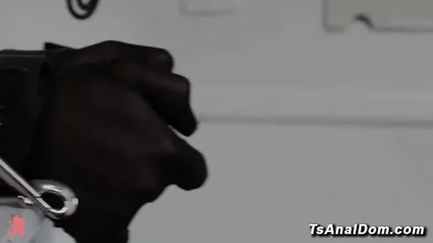 Shemale Pixi Lust Bound And Gagged in Latex For Intense Anal Fucking And Flogging