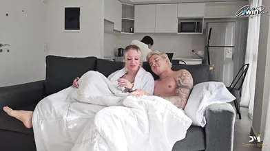 Stepbrothers sexily fuck their stepfather while chilling - Danner Mendez and Cla