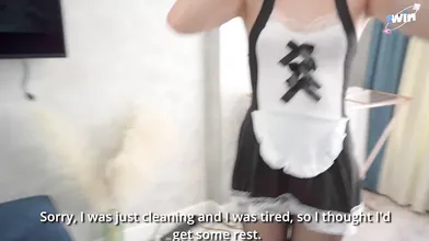 The house maid worked her holes, got jism in her throat - scorching hard-core po