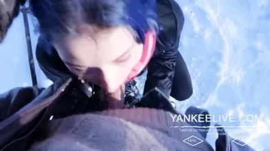 Teen Schoolgirl Gives Risky Public Blowjob in the Park