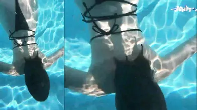 Pool tease leads to hotel room hook-up with a lovely eighteen year old girl. Cum