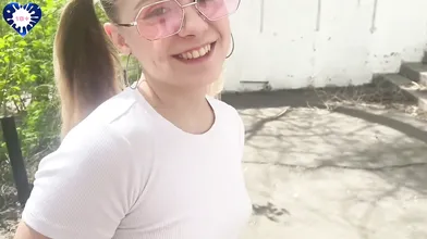 Outdoors, I saw a schoolgirl and I couldn't stand against her. I gave her a blow