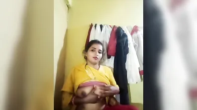 Gouthami reddy manthena showing & pinching her nude milky boobs & sexy Pink bra