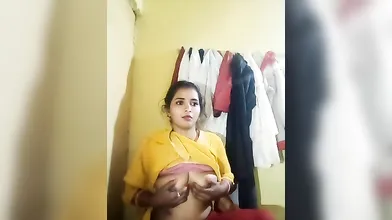 Gouthami reddy manthena showing & pinching her nude milky boobs & sexy Pink bra