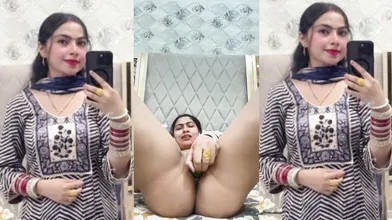 Beautiful Horny Punjabi Wife Masturbating With Cucumber Riding On SexToy Moaning DirtyTalking