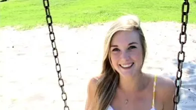 Sexy brunette teen outdoor masturbation