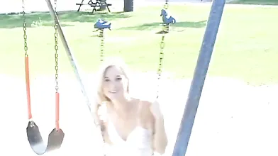 Sexy brunette teen outdoor masturbation