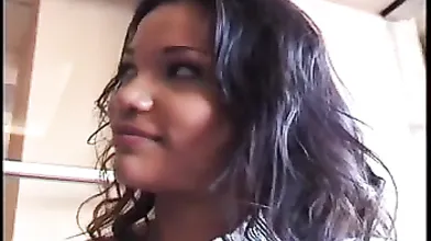 Interracial POV blowjob by exciting brunette girl