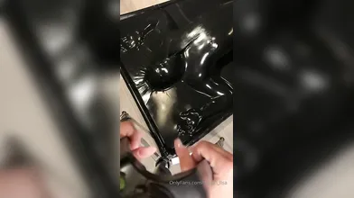 two women fetish latex asslicking and anal mff