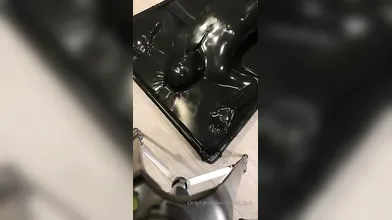 two women fetish latex asslicking and anal mff