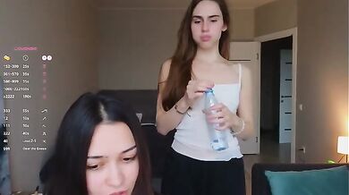 Redhead And Brunette Lesbians Get Down