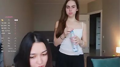 Redhead And Brunette Lesbians Get Down