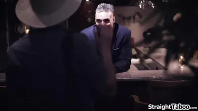 Waitress takes out her boss his cock and suck behind counter