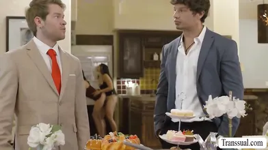 Bride to be cheater fucked by TS guests