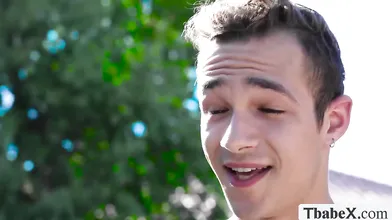 My first double penetration with this busty TS