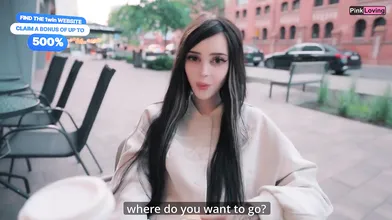 Hot gal drains in crowded cafe and pavement, with blowage in public! - pinklovin