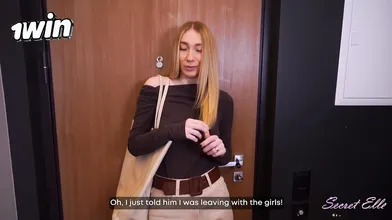 Hot blond cheats husband with hottest blowjob, caught on homemade porno; naked h