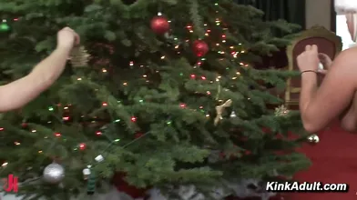 Pope Motivates Submissive Slaves To Decorate Christmas Tree With Floggers and Cock