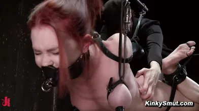 Redhead Bound Hogtied Flogged Hardcore