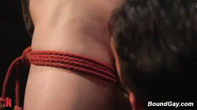 Newcomer Zak Bishop Tied To Cross Teased Denied Then Fisted And Sucked Till He Cums