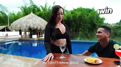 Colombian sweetheart Daniela Andrea dominates pool table with ample booty, penet