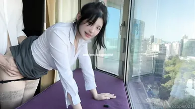 Chinese Woman With Big Tits Fucks From Behind In Clothes