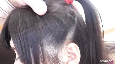 Petite Asian Girl talk to First Blowjob