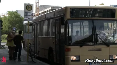Public Bus Gangbang Fucking and Spanking in Berlin Rough Anal Sex and Blowjob