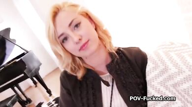 Big dick for cute blonde spinner on her first video shoot