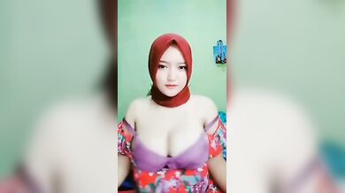 Red Hijab Muslim Woman