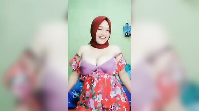 Red Hijab Muslim Woman