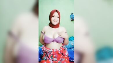 Red Hijab Muslim Woman
