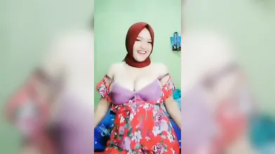 Red Hijab Muslim Woman