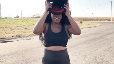 Black pornstar blows a explosion on brown-haired amateur's ideal tits. Natural-t