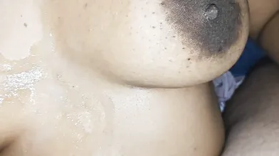 Tamil Wife playing with boobs and cock cum with blowjob