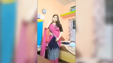 Gouthami reddy manthena removing saree & blouse showing Nude boobs in bedroom