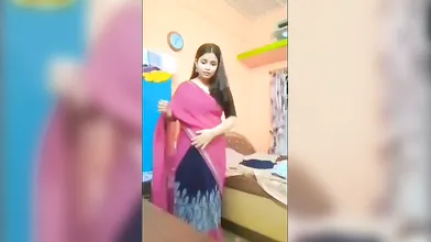 Gouthami reddy manthena removing saree & blouse showing Nude boobs in bedroom