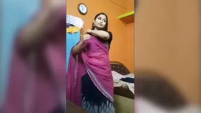 Gouthami reddy manthena removing saree & blouse showing Nude boobs in bedroom