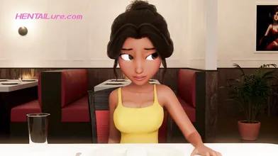 Personal Service ● Restaurant Bliss: Busty Waitress Sucks Shemale Cock Under Table