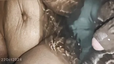 Tamil Wife bathes in the tub with hubby