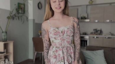 My promiscuous stepsis takes a creampie in her tight snatch while parents are aw
