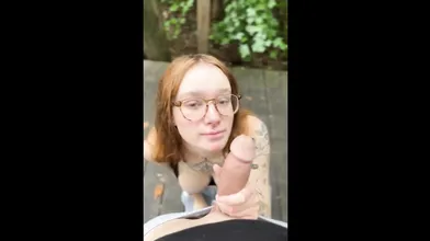 Redhead Slut With Glasses Sucks Cock