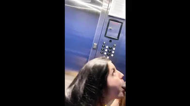 The Slut Is Sucking A Black Man's Dick In The Elevator