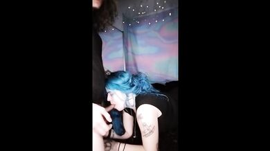 Blue Haired Slut Sucks