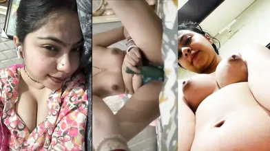 Beautiful Newly Wed Horny Punjabi Wife Self Recording Fucking Herself With Cucumber Riding & Anal Fuck With Dildo For Hubby