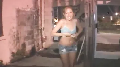 Public Girl Shows In Front Of A Homeless Man